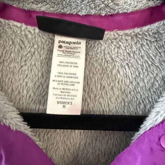 Patagonia Women’s Snap-T Fleece Pullover – Gray with Purple Trim – Size M - Picture 4 of 5